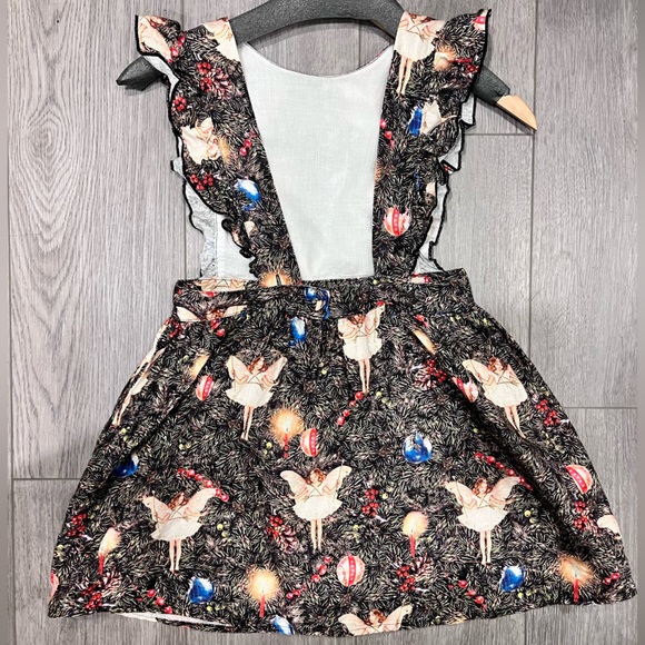 Kip & Co Flower Fairies Christmas Angel Heirloom Linen Pinafore Dress - Picture 3 of 13